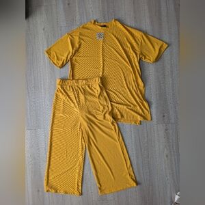 NWT Dressed In Lala Lex Ribbed Playsuit in Golden Yellow